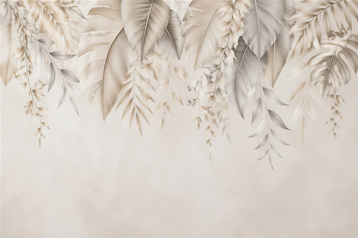 Fototapeten Beige tropische Blätter in eleganter Ausstrahlung