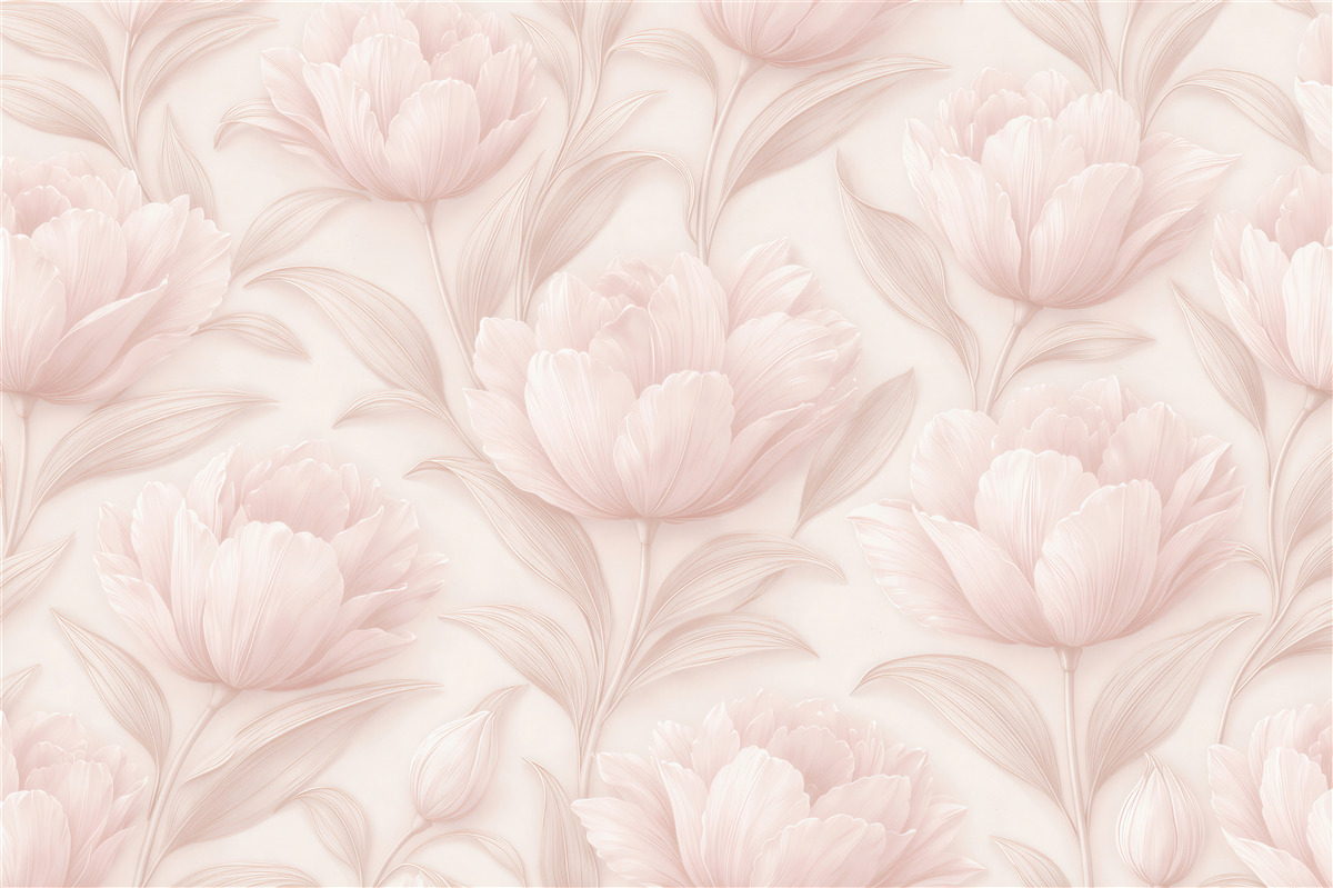 Fototapeten Puderfarbene Blumen im zarten Relief
