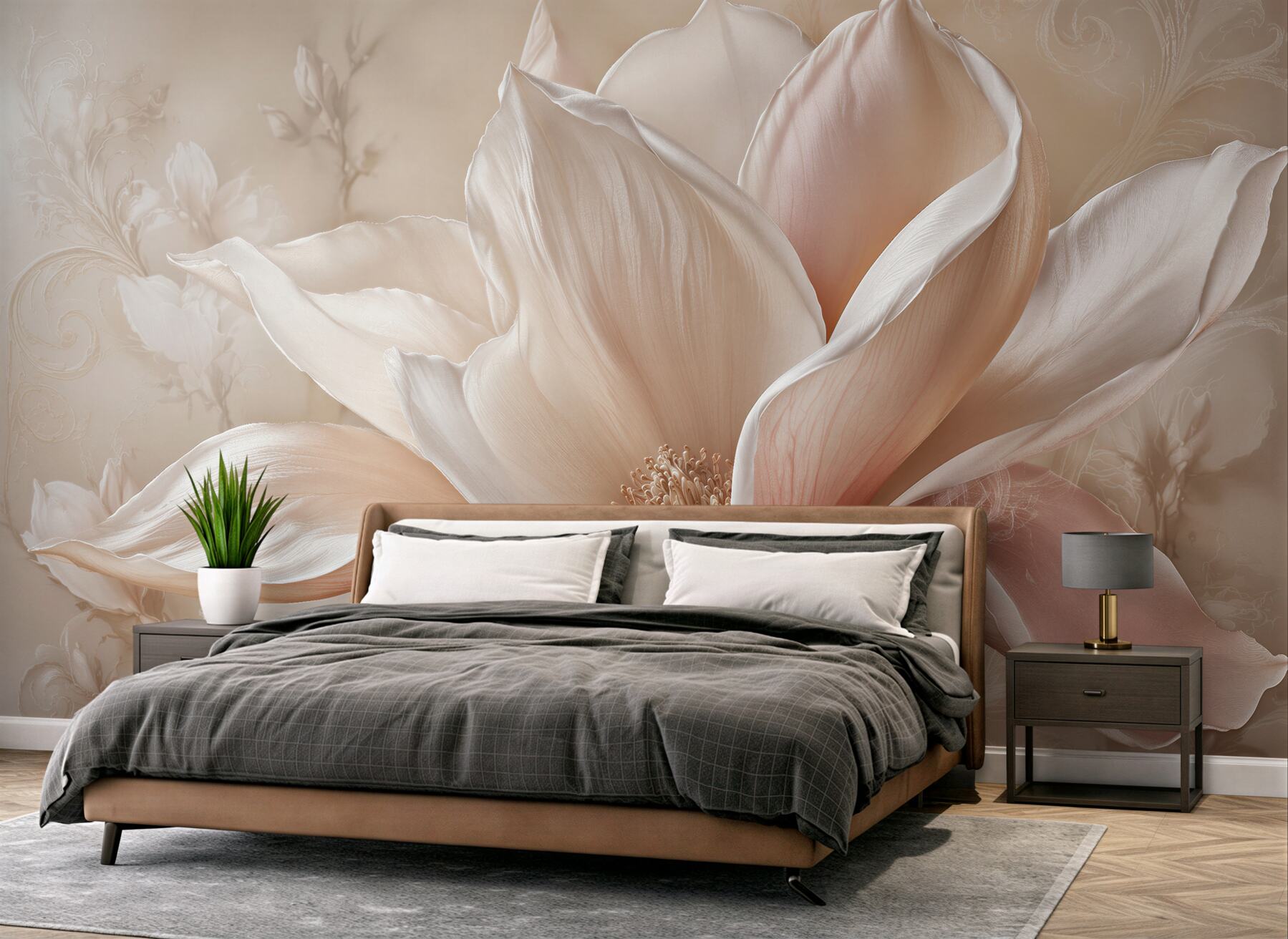 Fototapeten Puderfarbene Magnolie im eleganten Detail