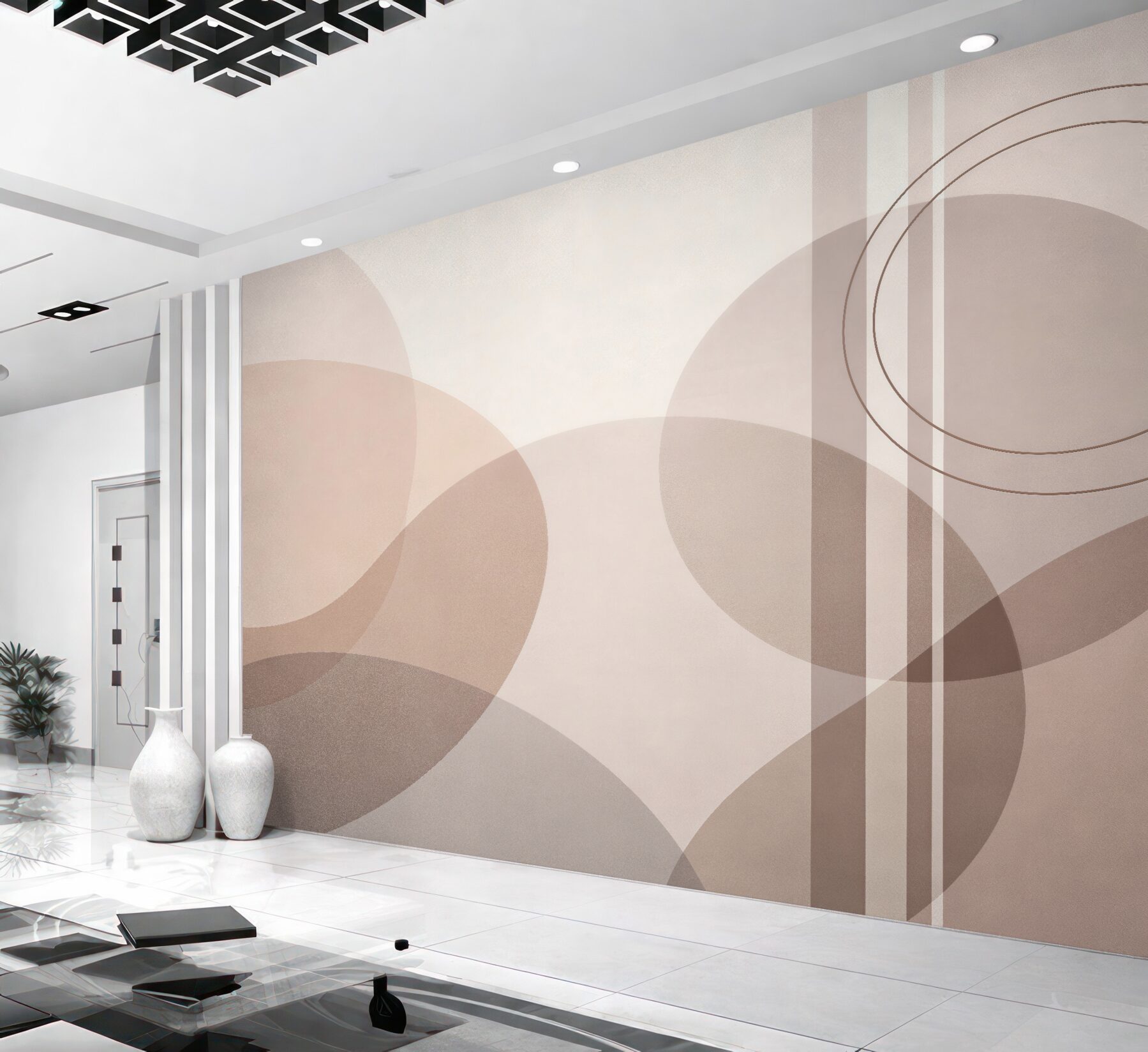 Fototapeten Puderfarbene Kreise im minimalistischen Stil