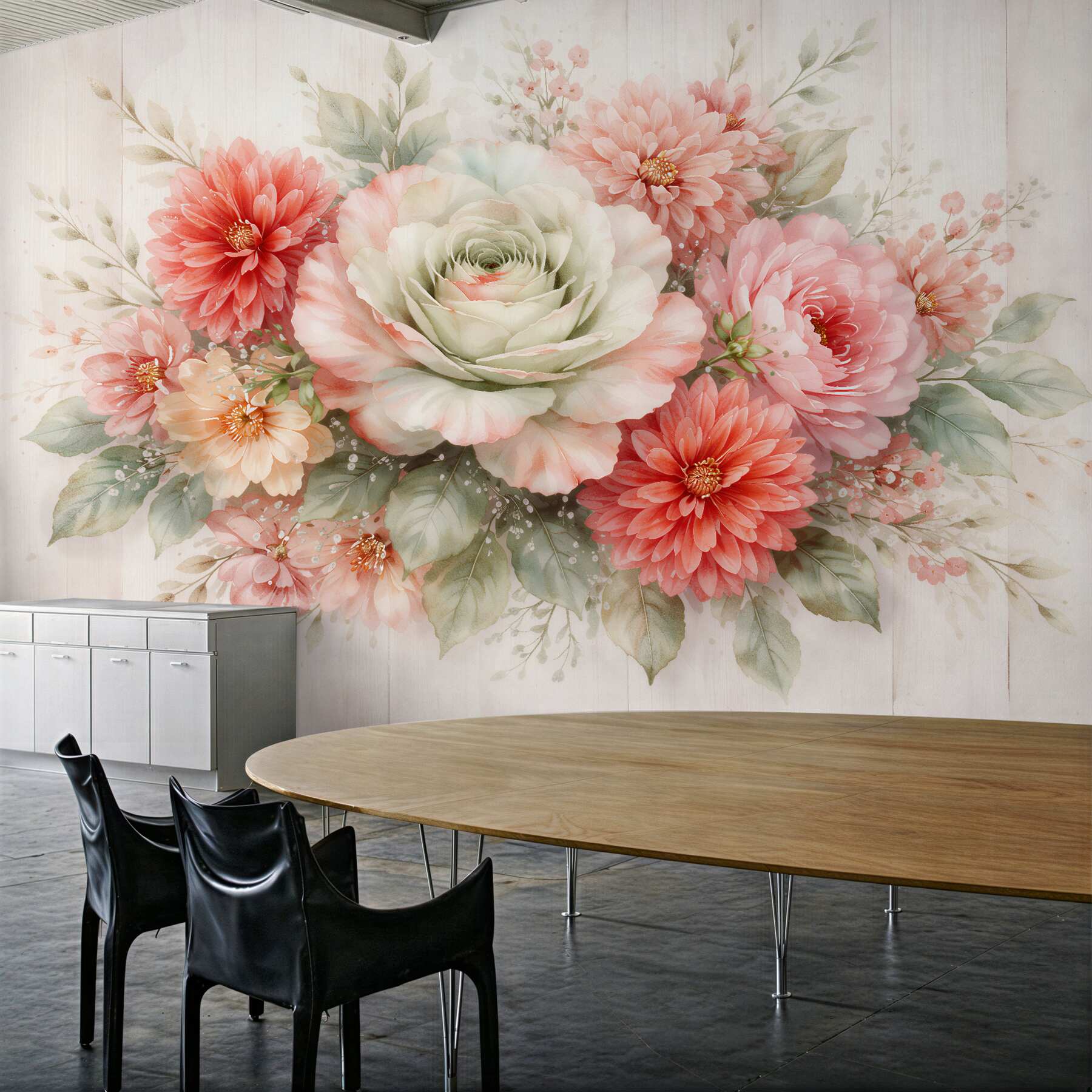 Fototapeten Pastellfarbener Strauß romantischer Blumen