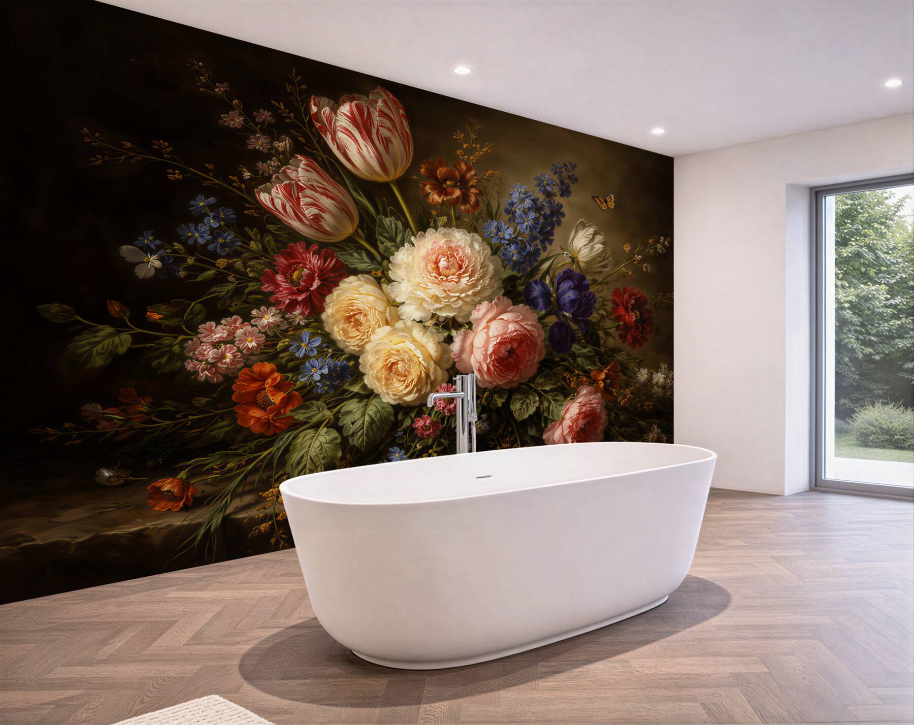 Fototapeten Klassischer Blumenstrauß auf dunklem Hintergrund