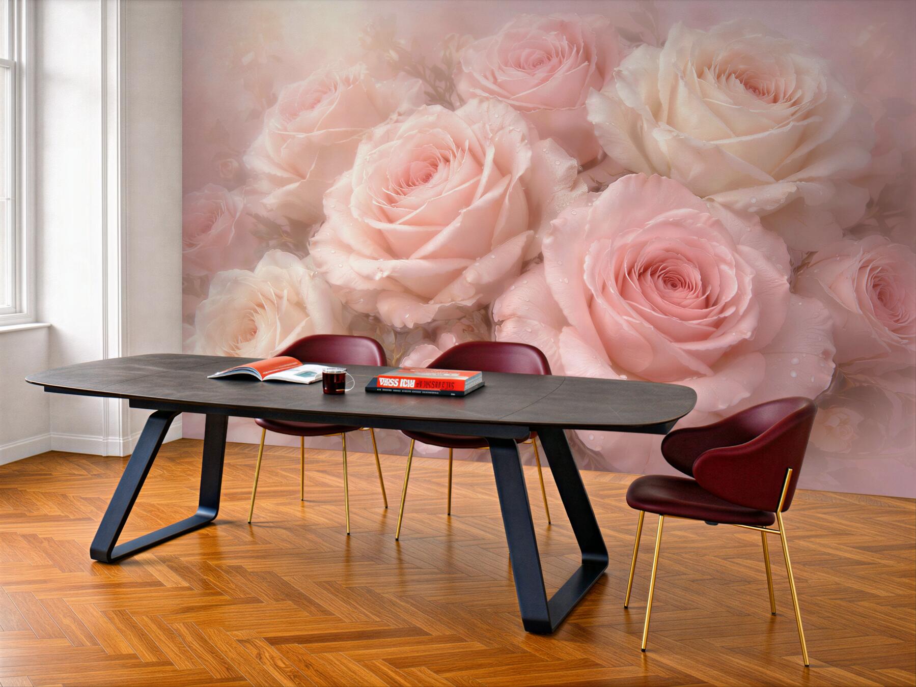 Fototapeten Puderfarbene romantische Rosen