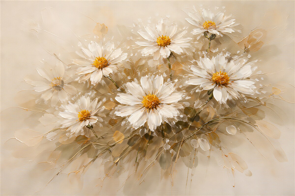 Fototapeten Elegante Gänseblümchen in Beige