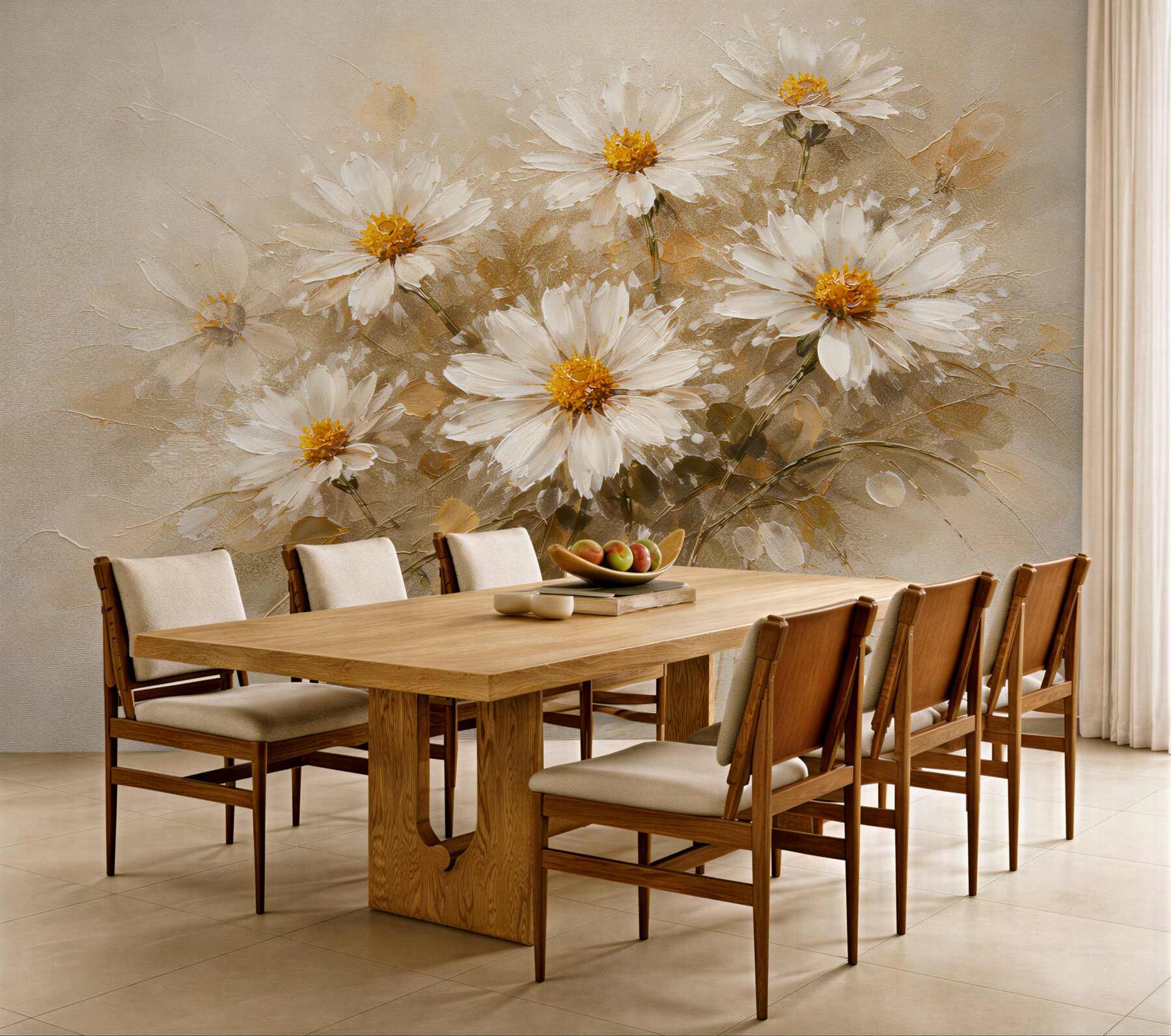 Fototapeten Elegante Gänseblümchen in Beige