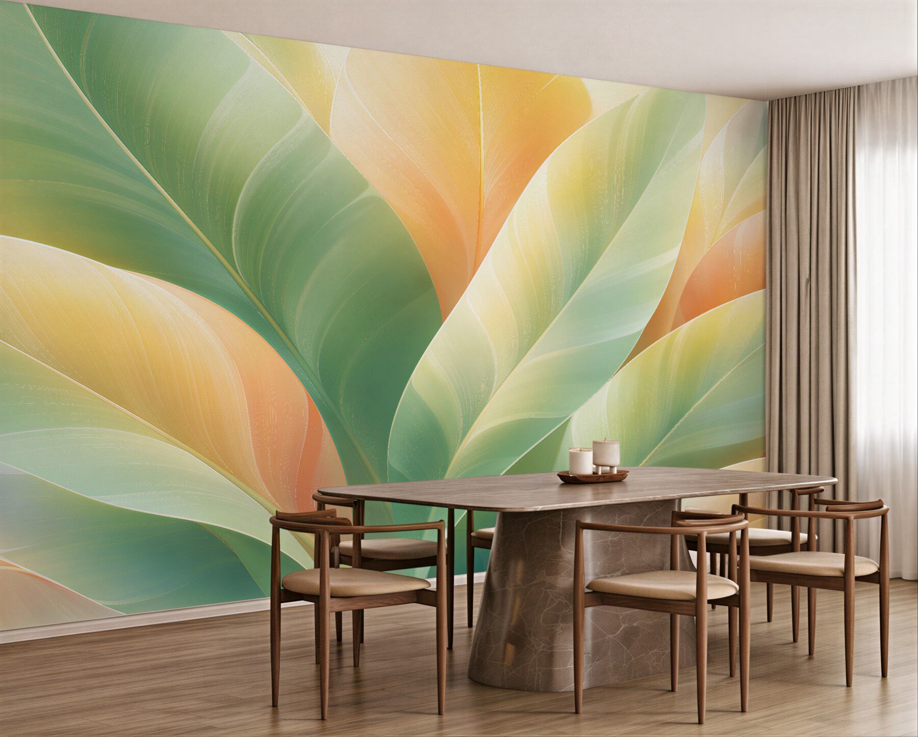 Fototapeten Pastellblätter im abstrakten Rhythmus