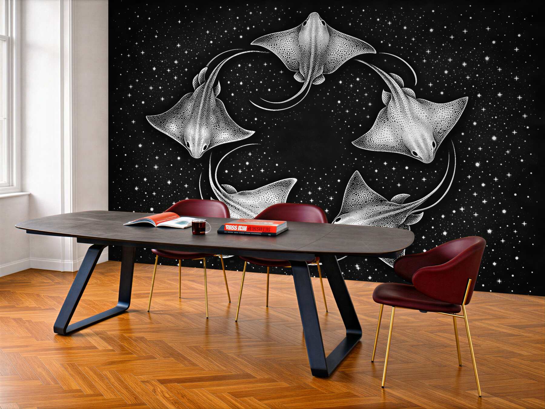 Fototapeten Kosmischer Tanz der Rochen