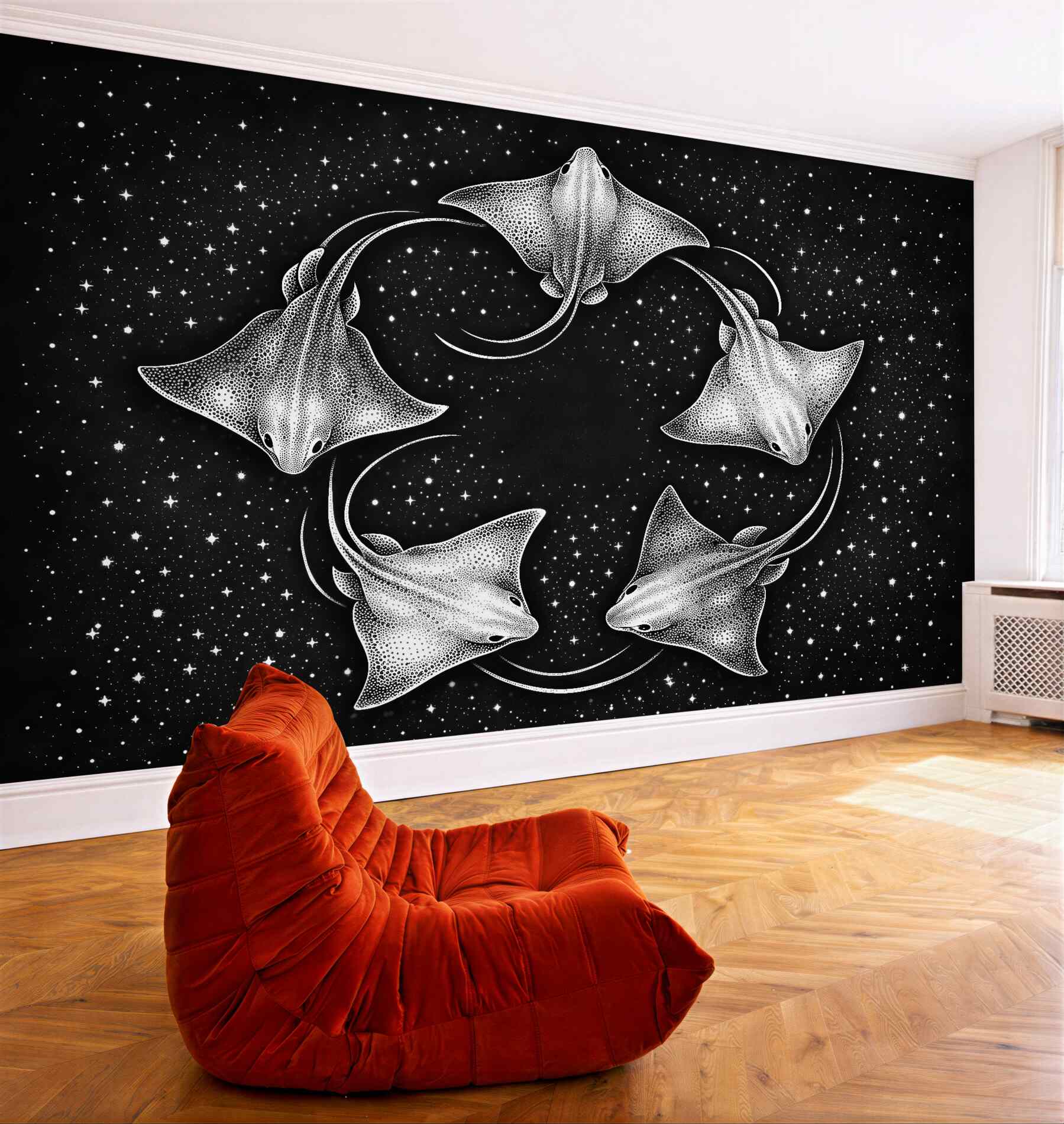 Fototapeten Kosmischer Tanz der Rochen