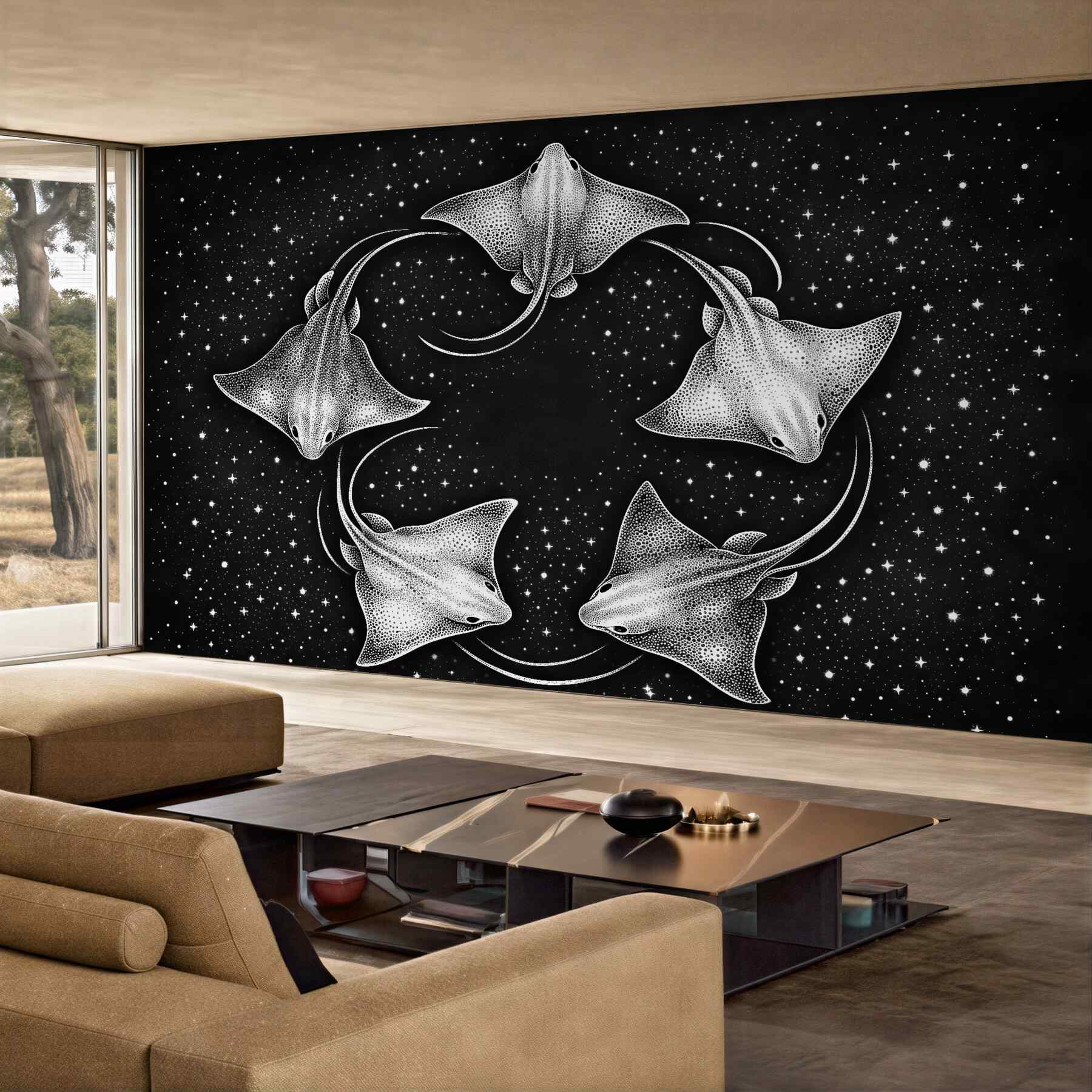 Fototapeten Kosmischer Tanz der Rochen
