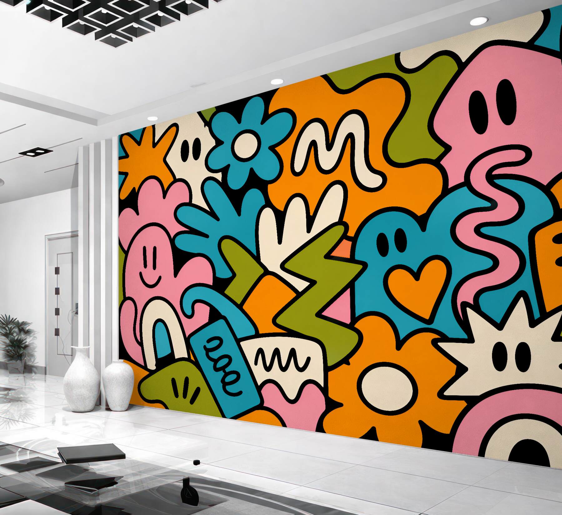 Fototapeten Buntes Pop-Art-Lächeln