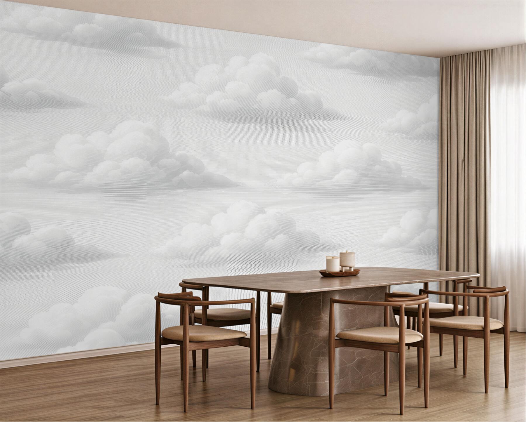 Fototapeten Weiche Wolken am weißen Himmel