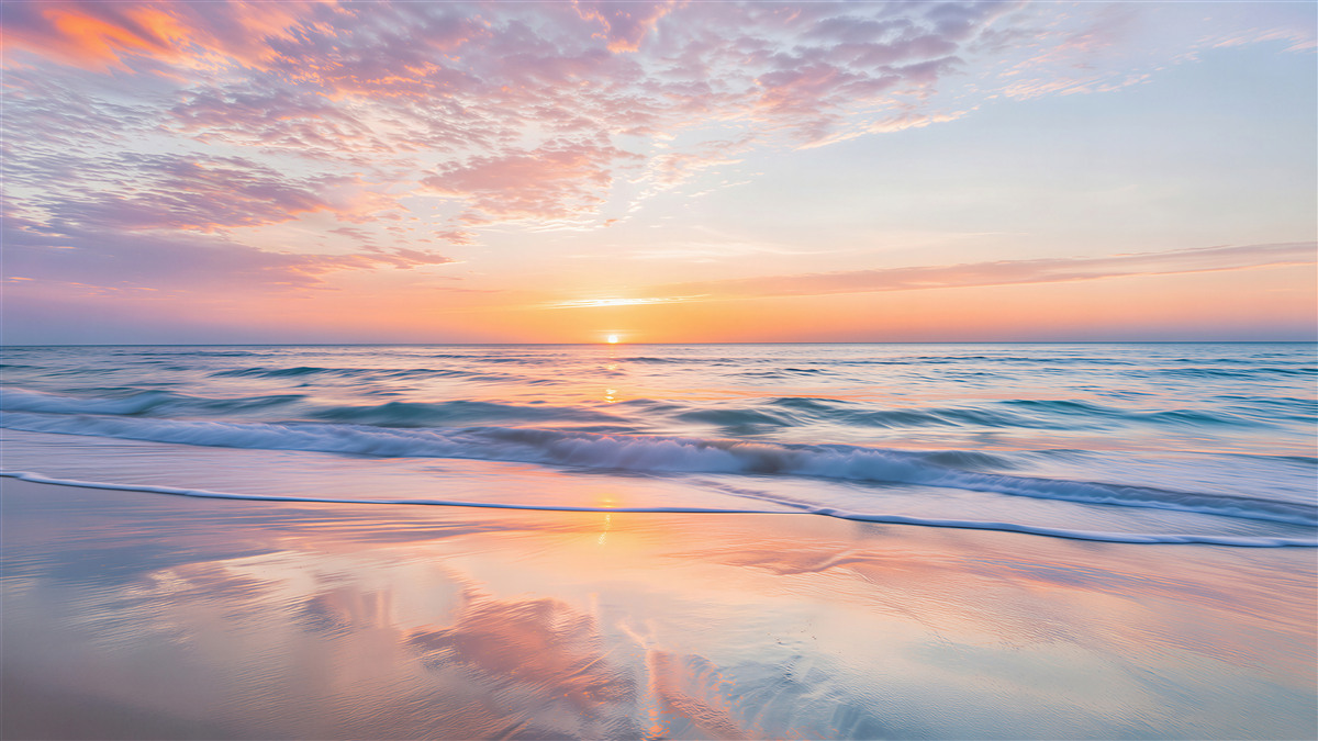Fototapeten Pastellfarbener Sonnenaufgang über dem Meer
