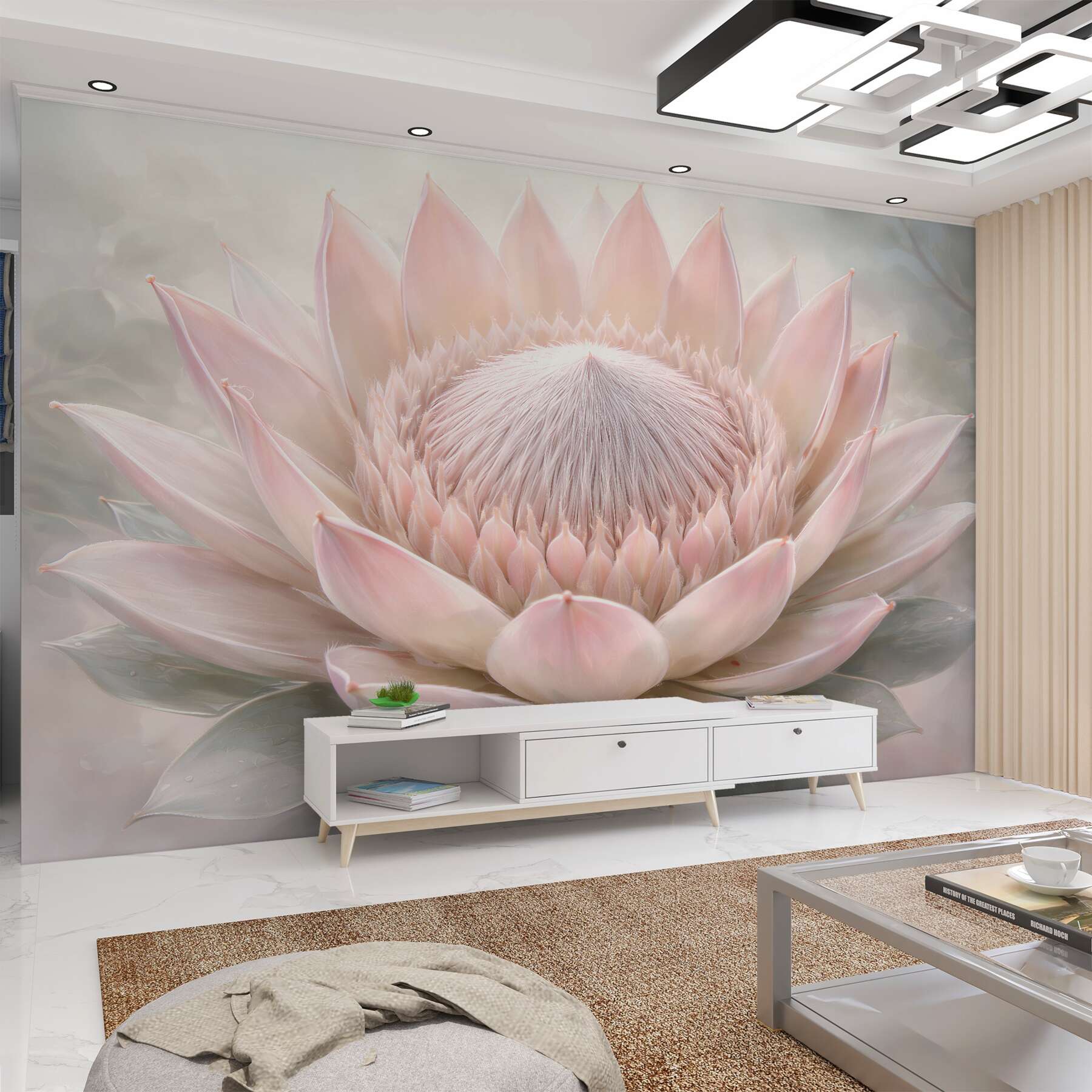 Fototapeten Pudriger Lotus im Glanz