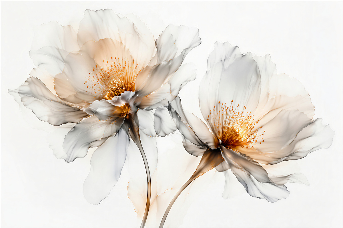 Fototapeten Zarte Blumen mit goldenem Schimmer