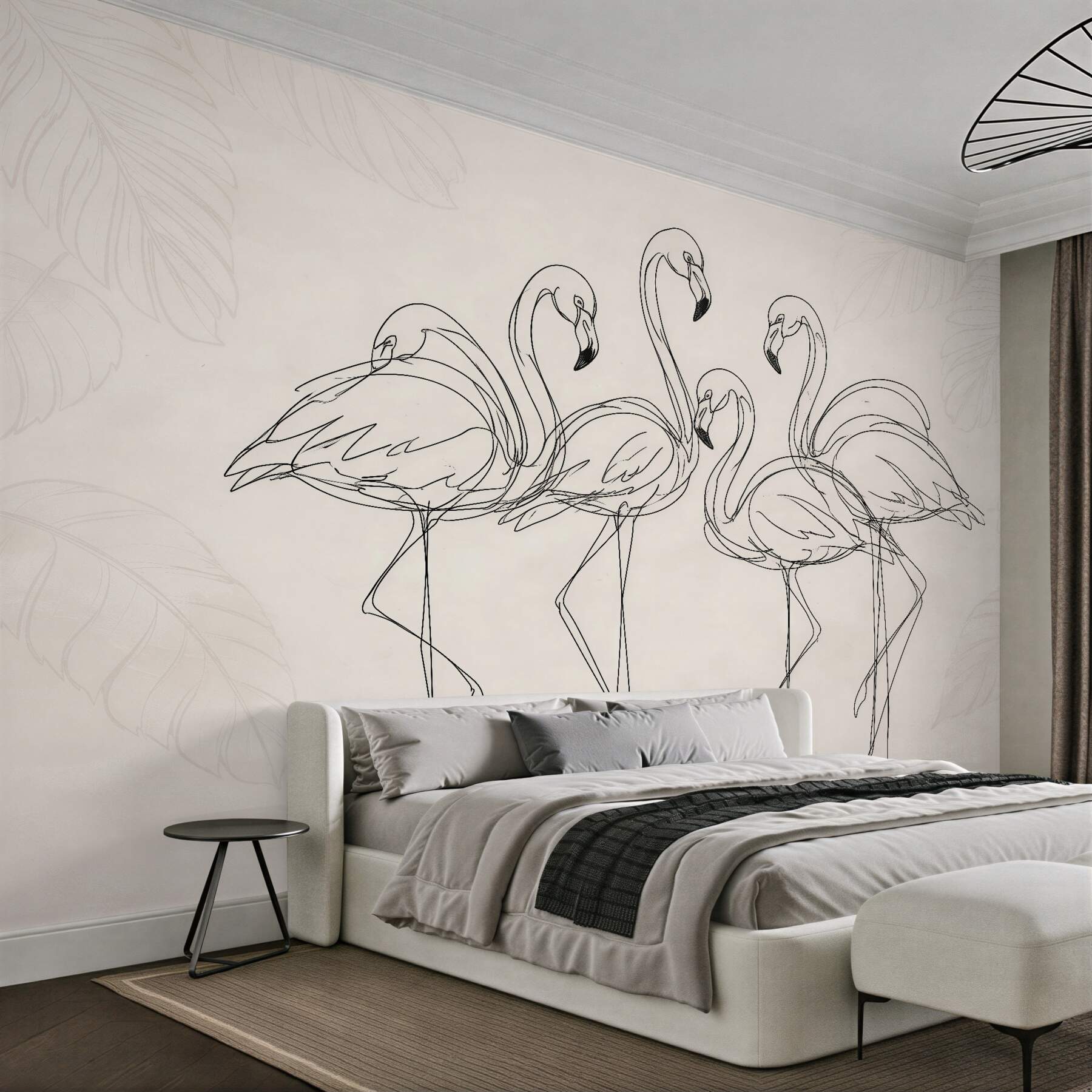 Fototapeten Flamingo-Skizze in beige Eleganz