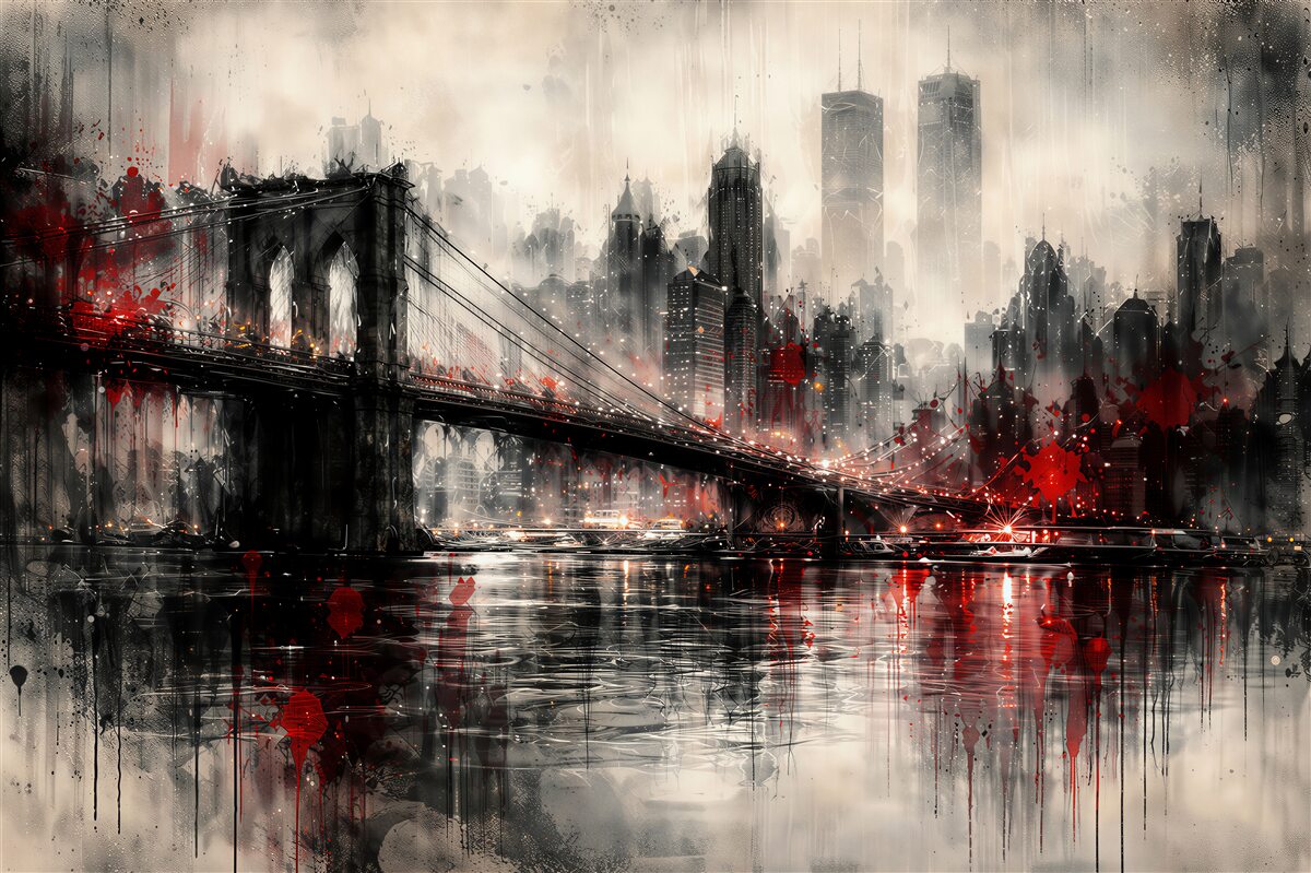 Fototapeten Düstere Brücke von New York
