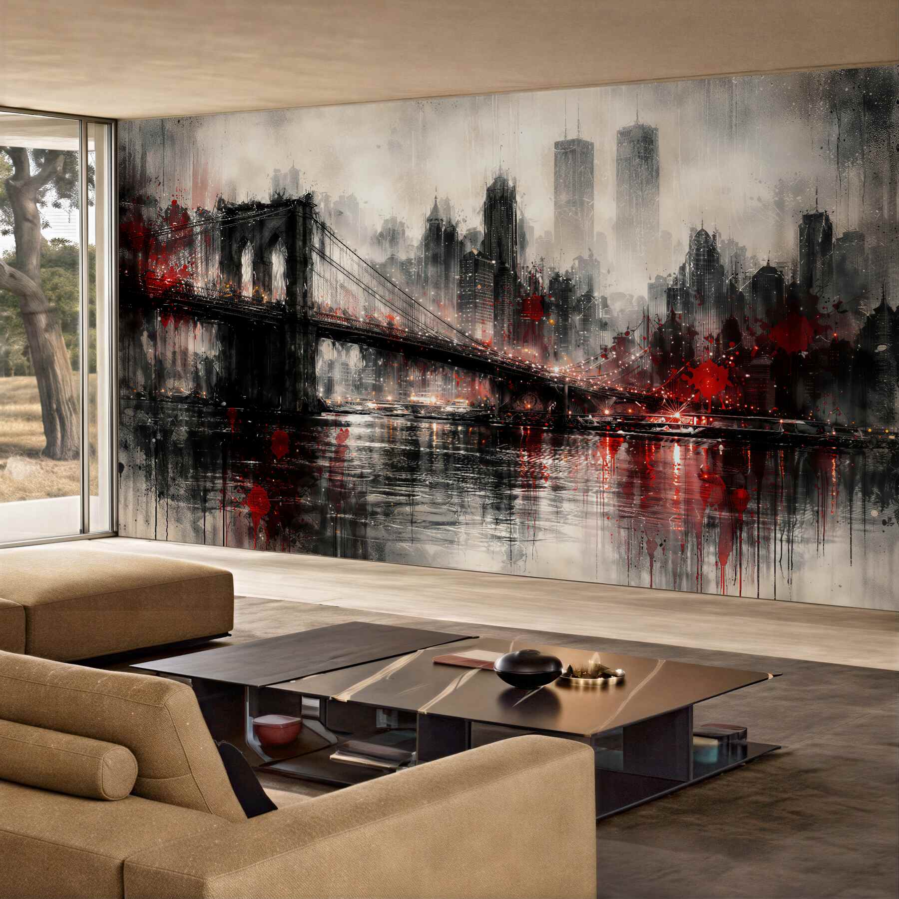 Fototapeten Düstere Brücke von New York
