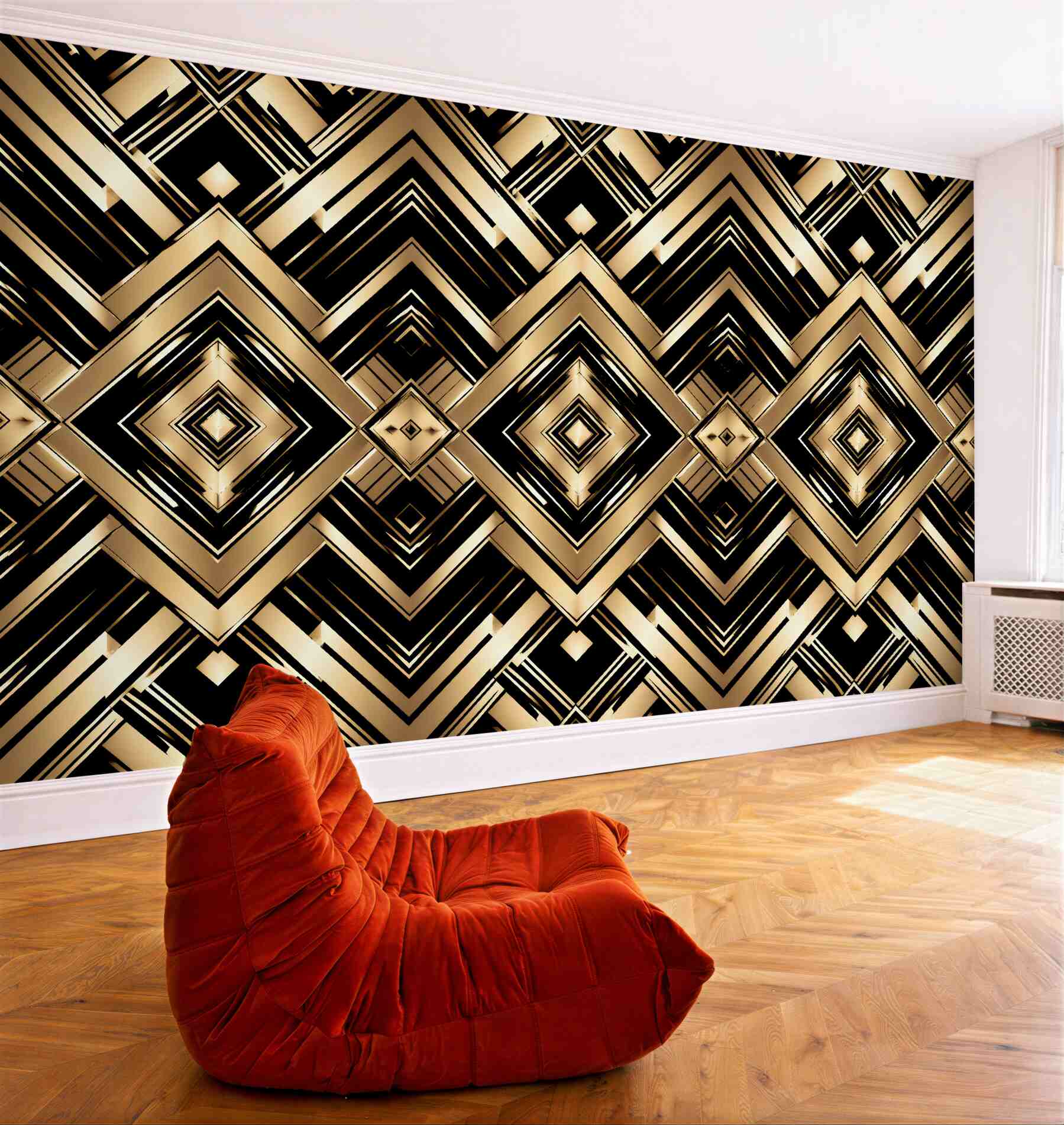 Fototapeten Goldene Geometrie im Glamour-Stil