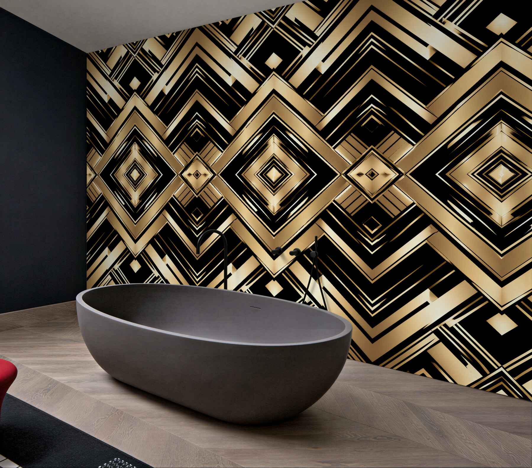 Fototapeten Goldene Geometrie im Glamour-Stil