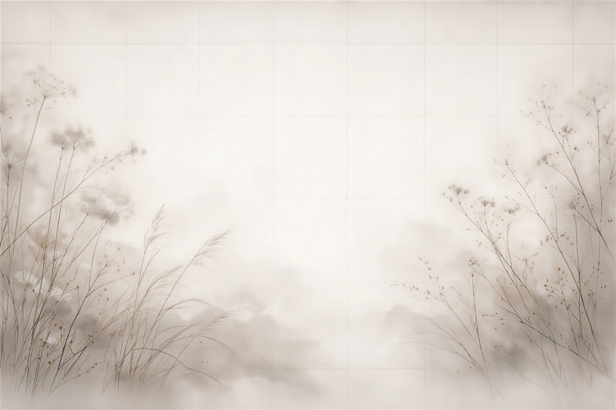 Fototapeten Neblige Wiese im hellen Minimalismus