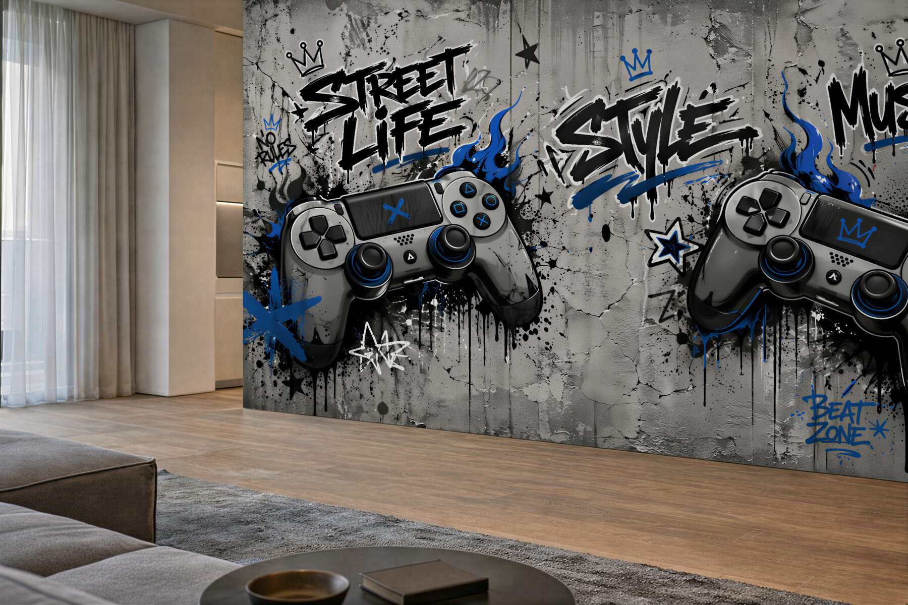Fototapeten Gaming Streetstyle mit Controllern