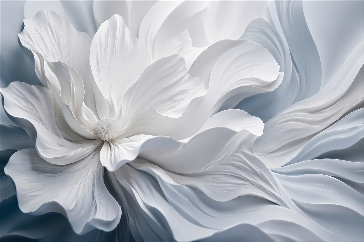Fototapeten Abstrakte seidige weiße Blume