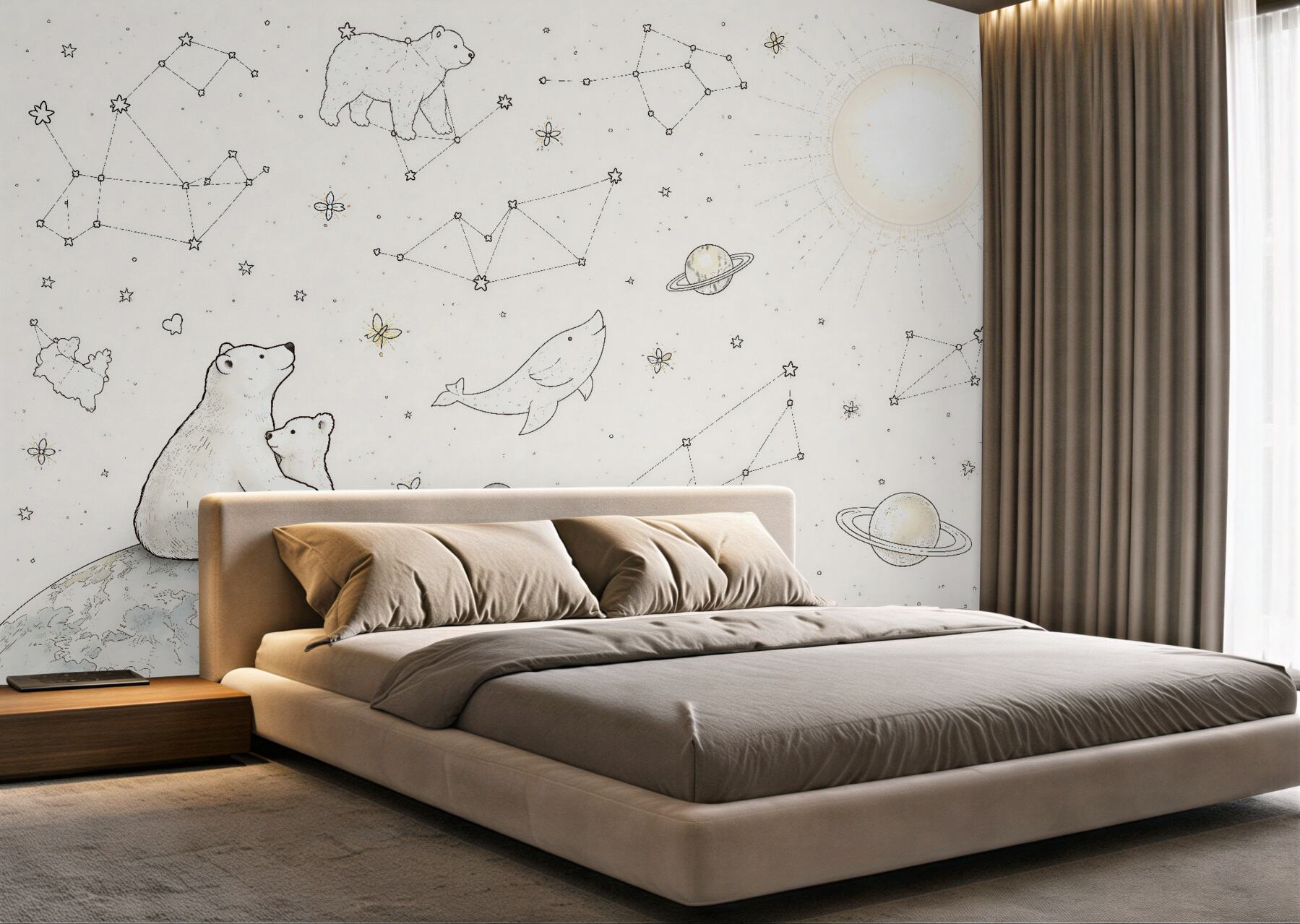 Fototapeten Kosmische Teddybären und Sternbilder