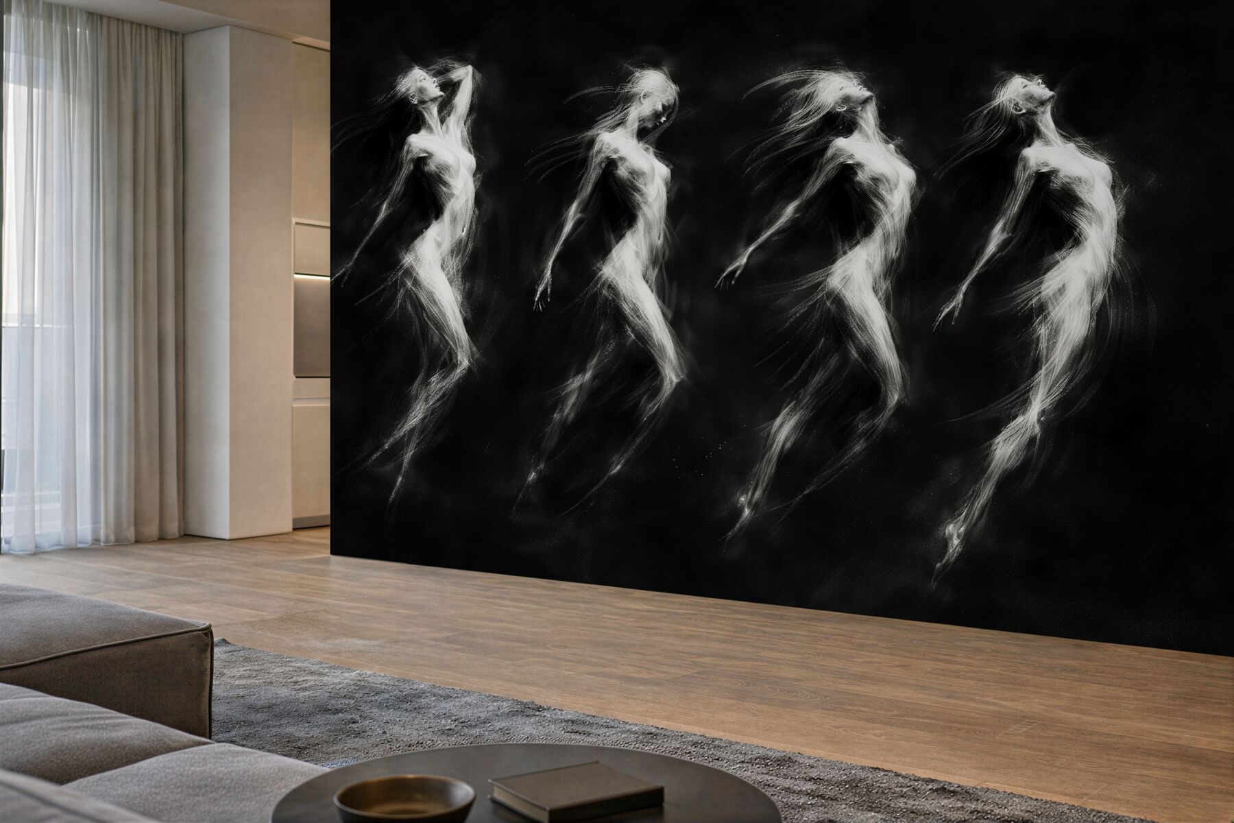 Fototapeten Ätherische Frauensilhouetten in Schwarz
