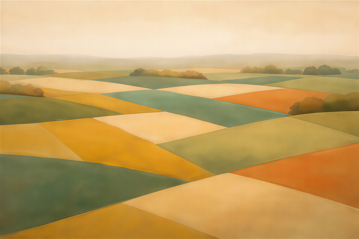 Fototapeten Geometrische Felder im goldenen Licht