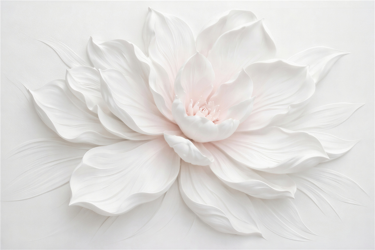 Fototapeten Cremefarbene Blume im zarten Relief