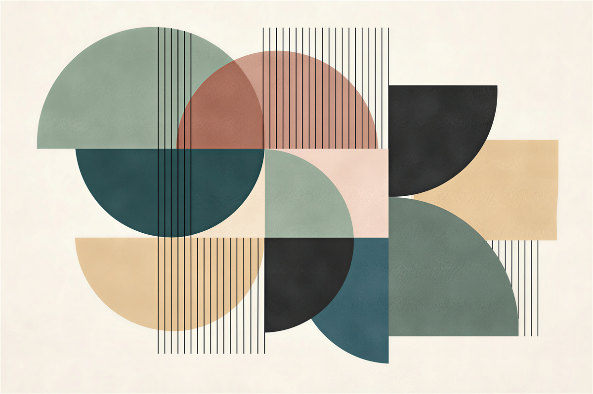 Fototapeten geometrische Harmonie in pastellfarbenen Formen