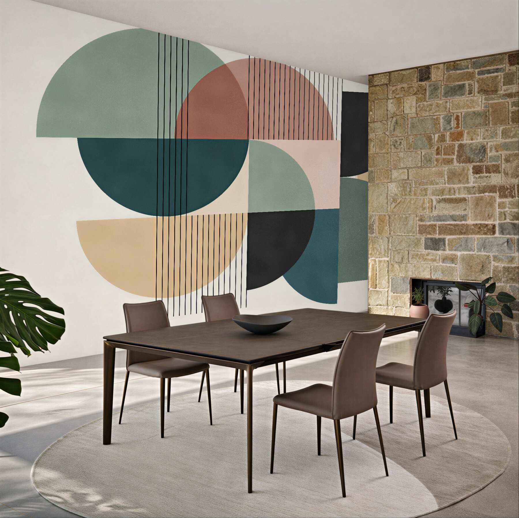 Fototapeten geometrische Harmonie in pastellfarbenen Formen