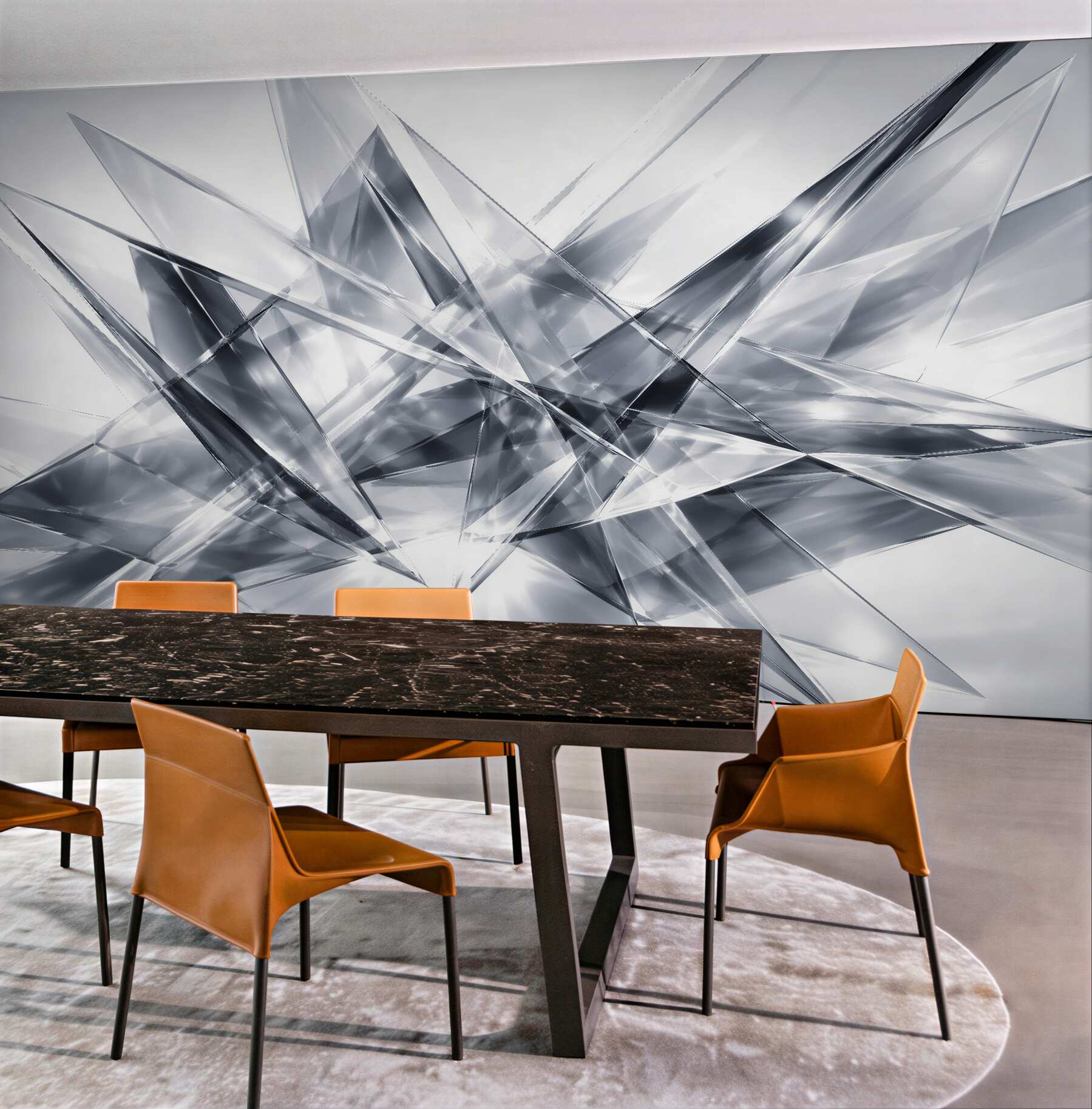 Fototapeten Silberne geometrische 3D-Abstraktion