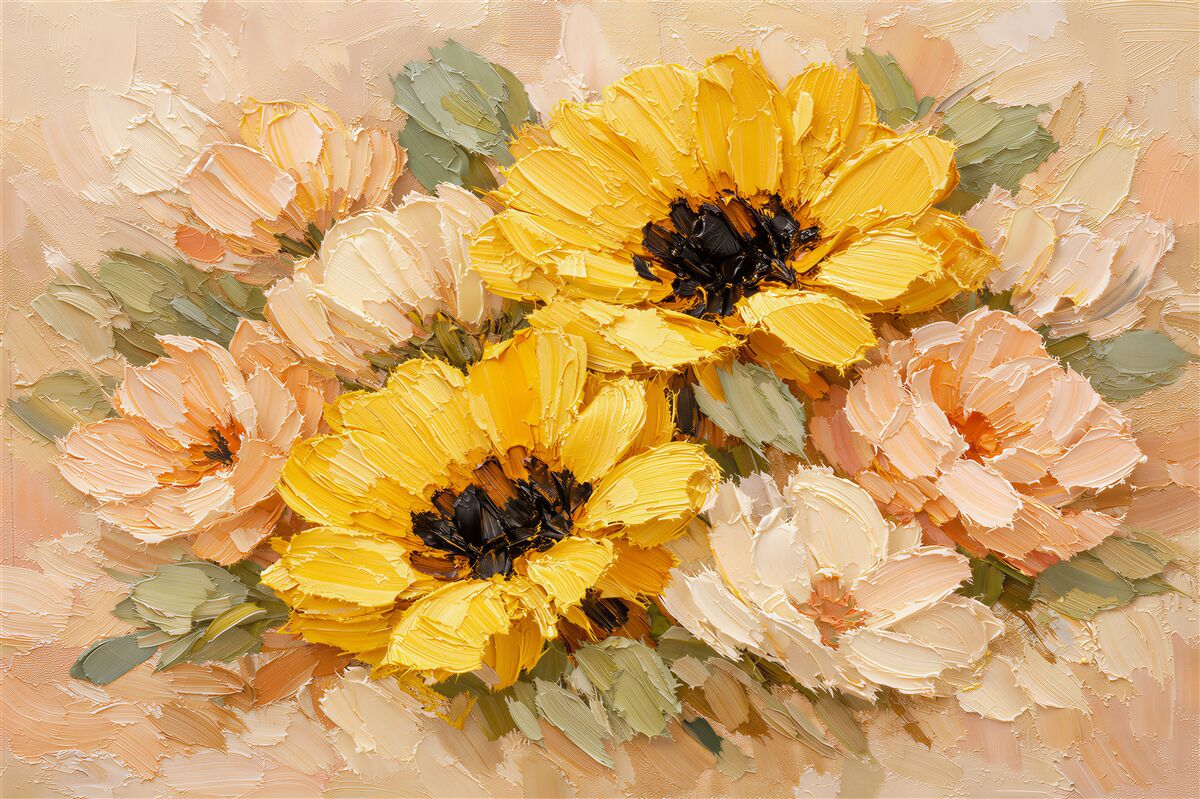 Fototapeten Sonnige Blumen in Farbe