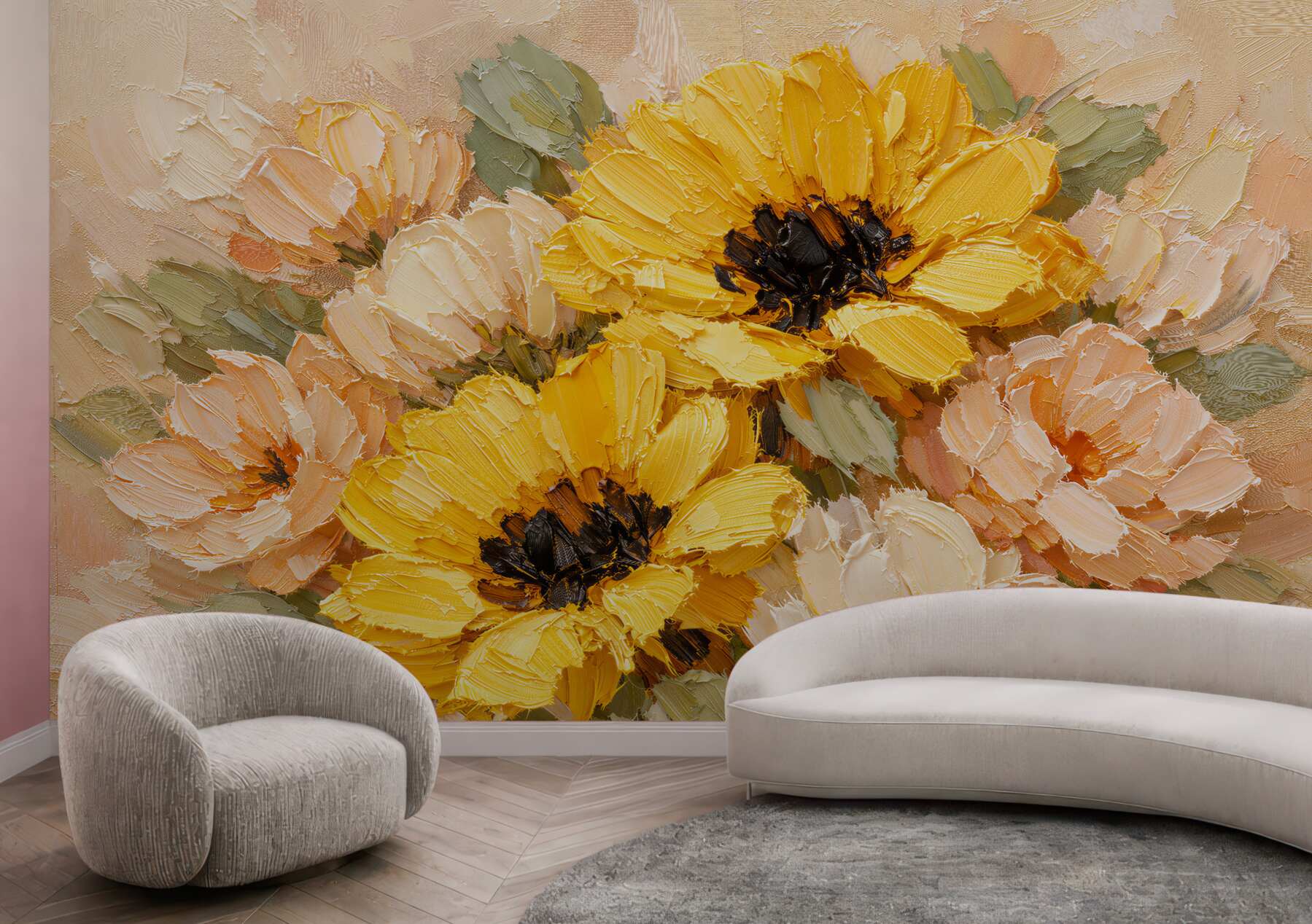 Fototapeten Sonnige Blumen in Farbe