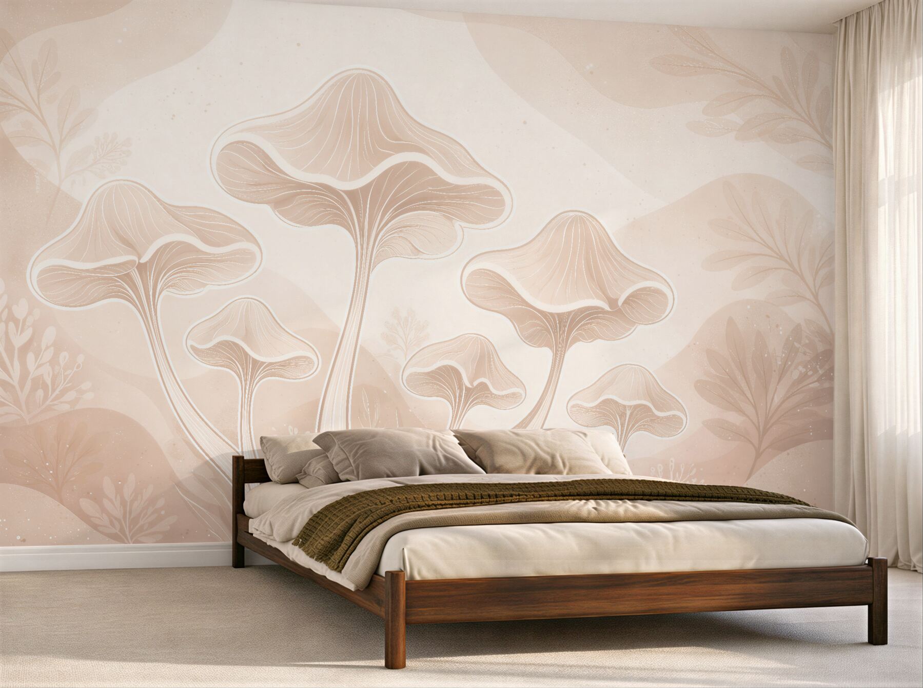 Fototapeten Märchenhafte Pilze in Beige