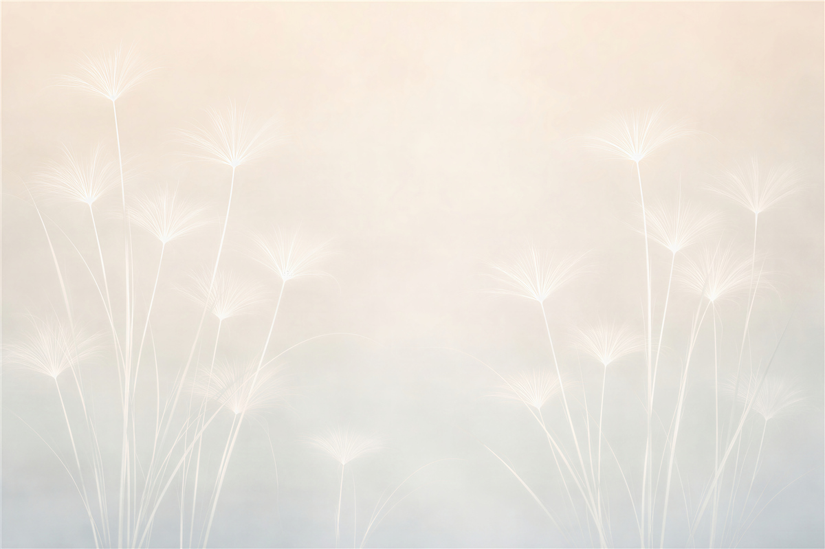 Fototapeten Zarte Pusteblumen im pastelligen Nebel