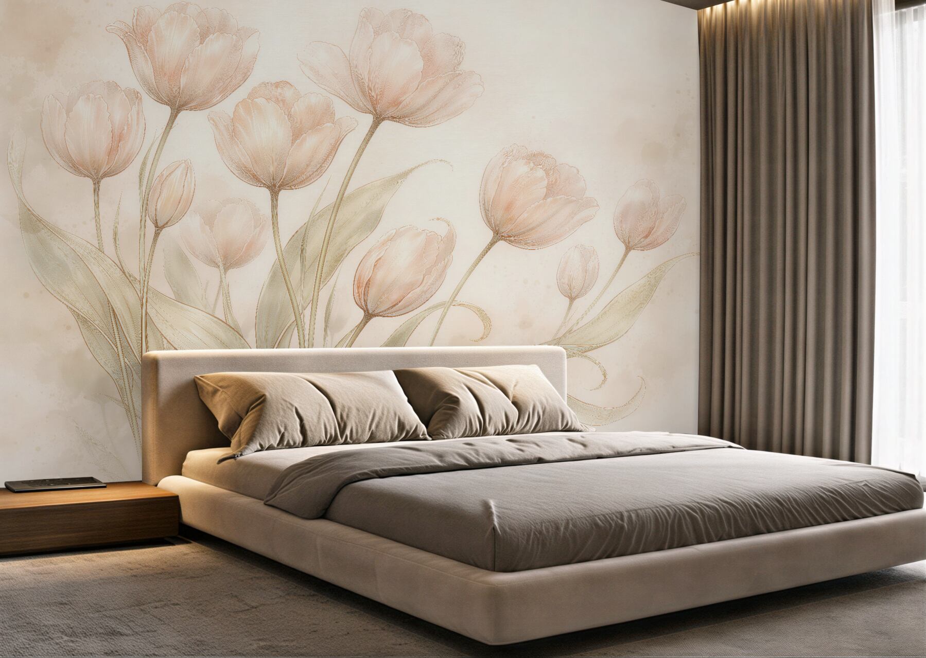 Fototapeten Zarte pastellfarbene Tulpen