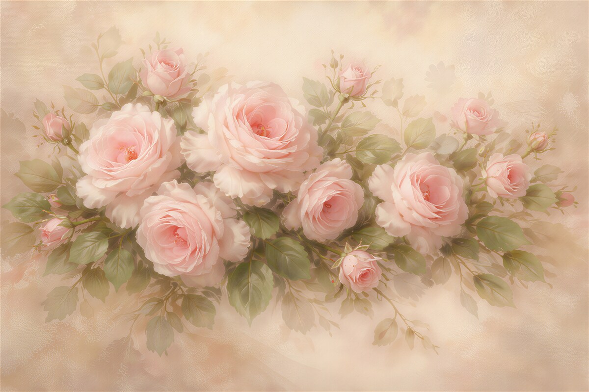 Fototapeten Puderrosa Rosen in einem romantischen Blumenstrauß