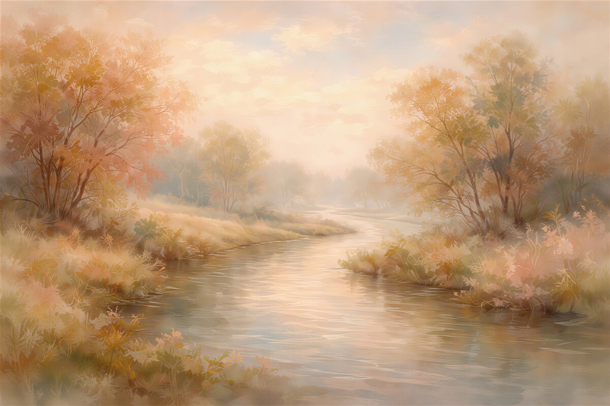 Fototapeten Goldener Fluss am Morgen
