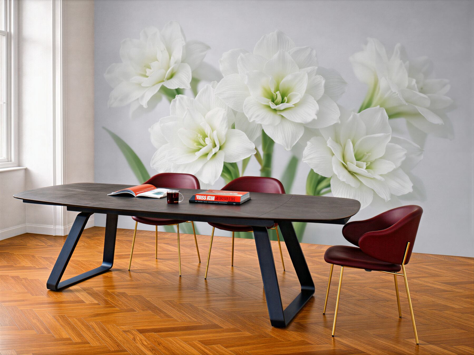 Fototapeten Weiße Amaryllis im sanften Licht