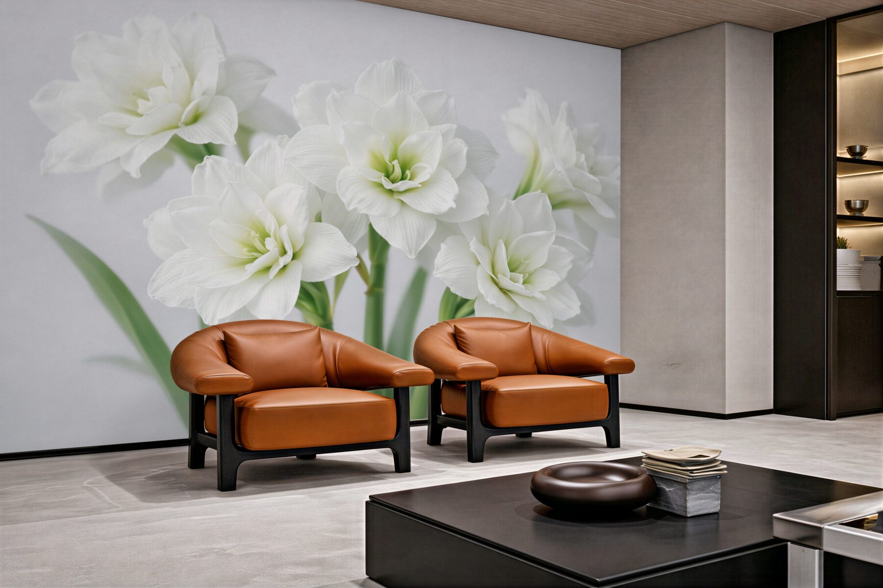 Fototapeten Weiße Amaryllis im sanften Licht