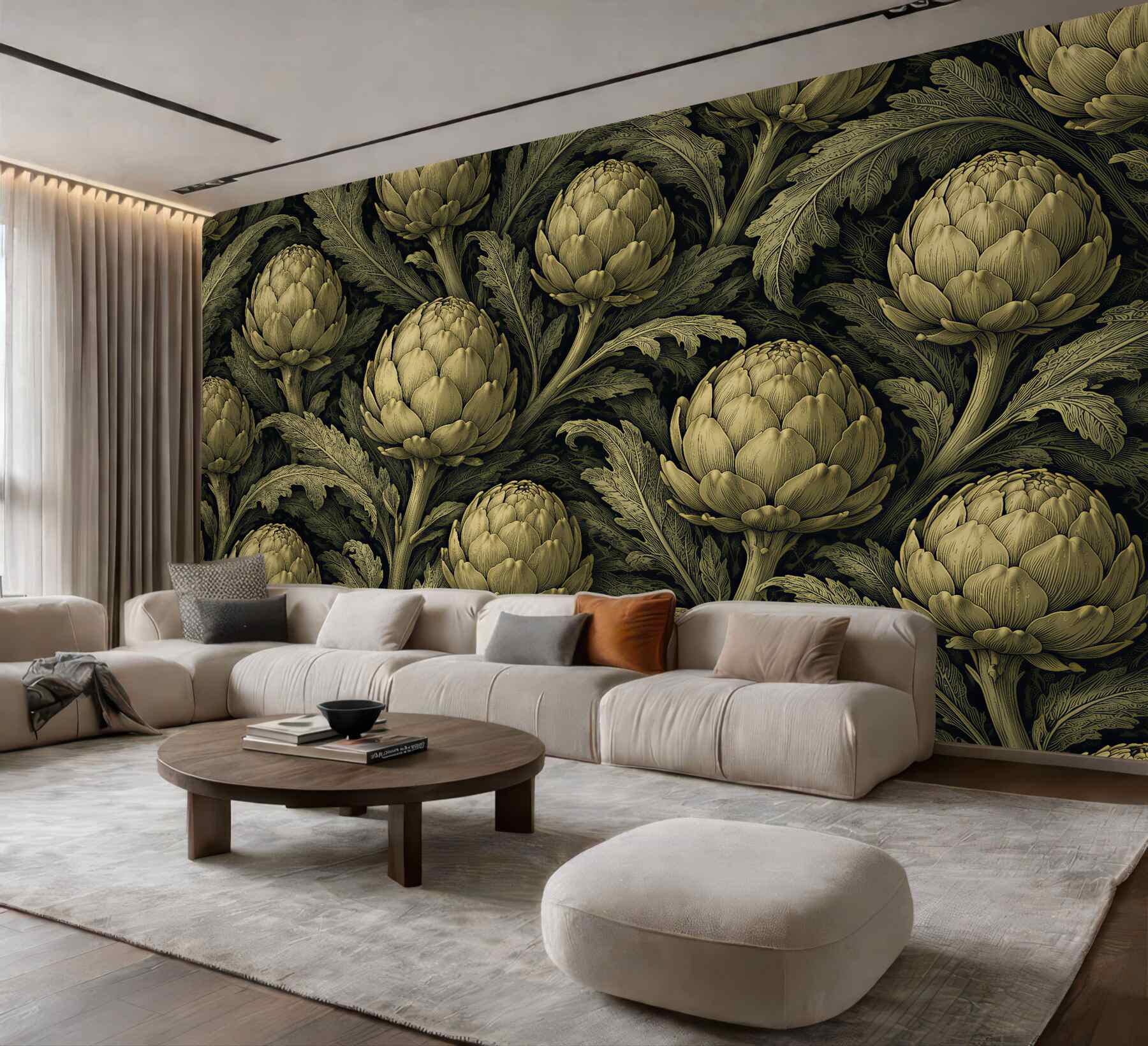 Fototapeten Künstlerische Artischocken auf dunklem Hintergrund