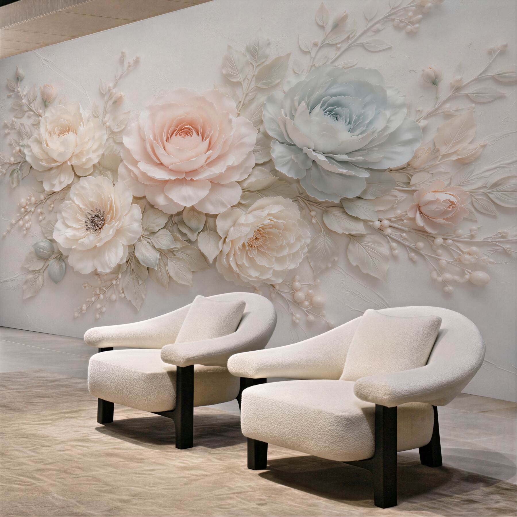 Fototapeten Romantische Blumen im 3D-Stil