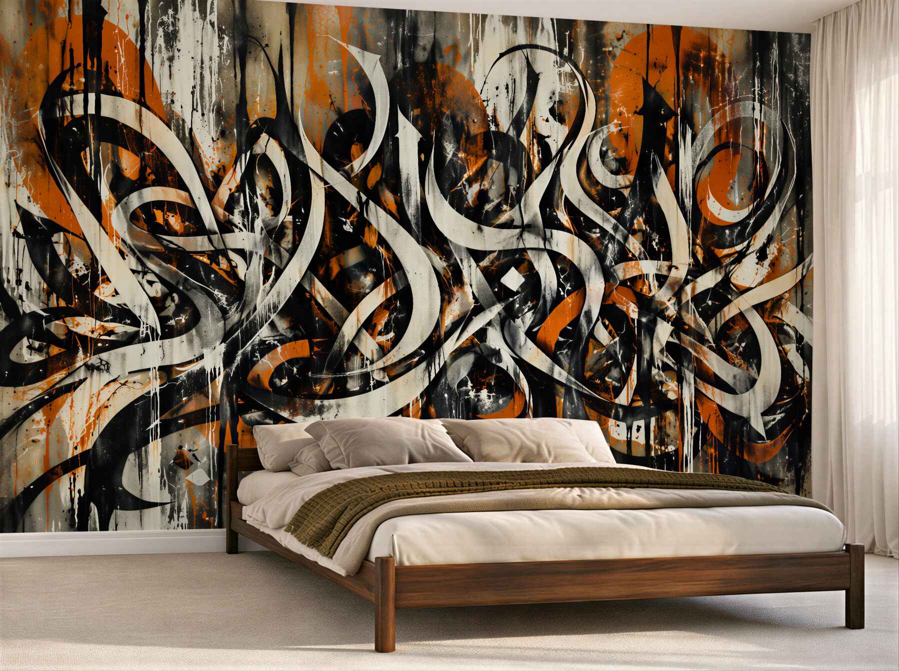 Fototapeten Abstraktes Graffiti in Orange