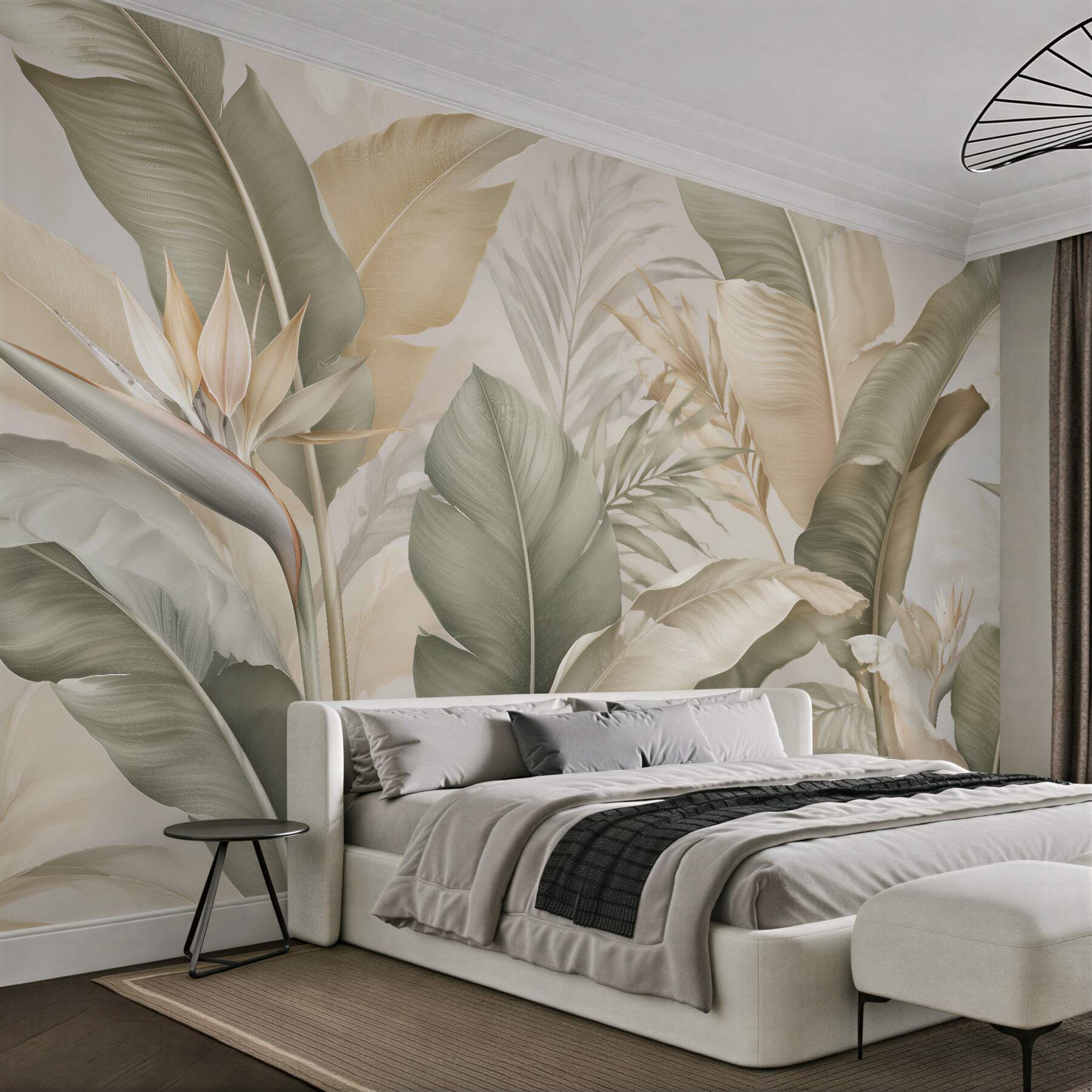 Fototapeten Beige tropische Eleganz der Blätter
