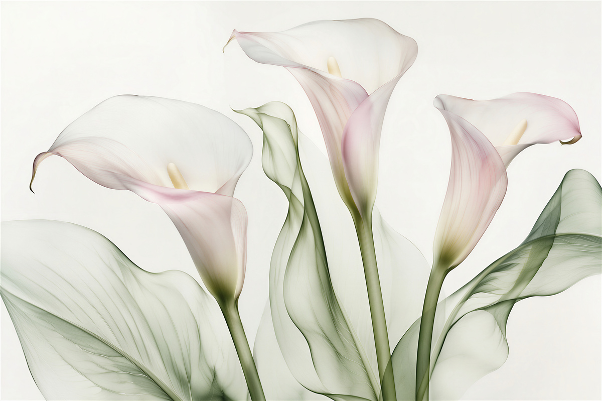 Fototapeten Zarte Calla in rosigem Weiß