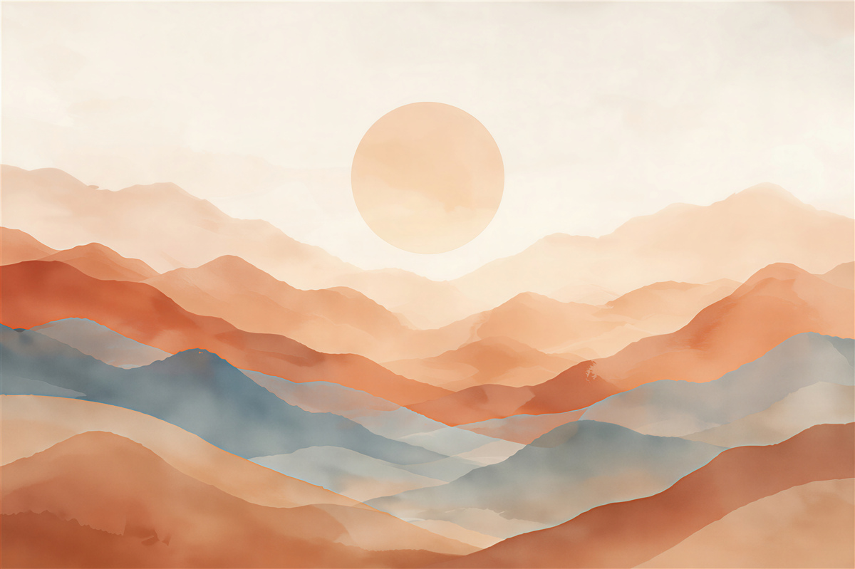 Fototapeten Pastellberge bei Sonnenaufgang