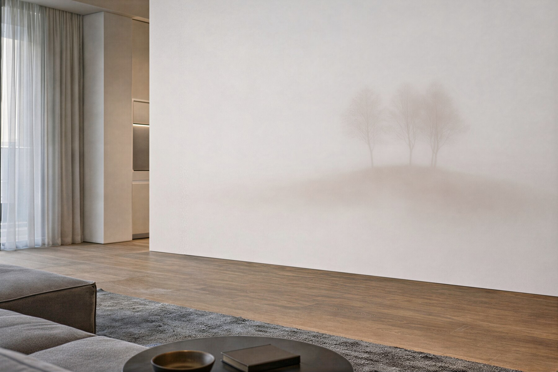 Fototapeten Einsame Bäume im Nebel
