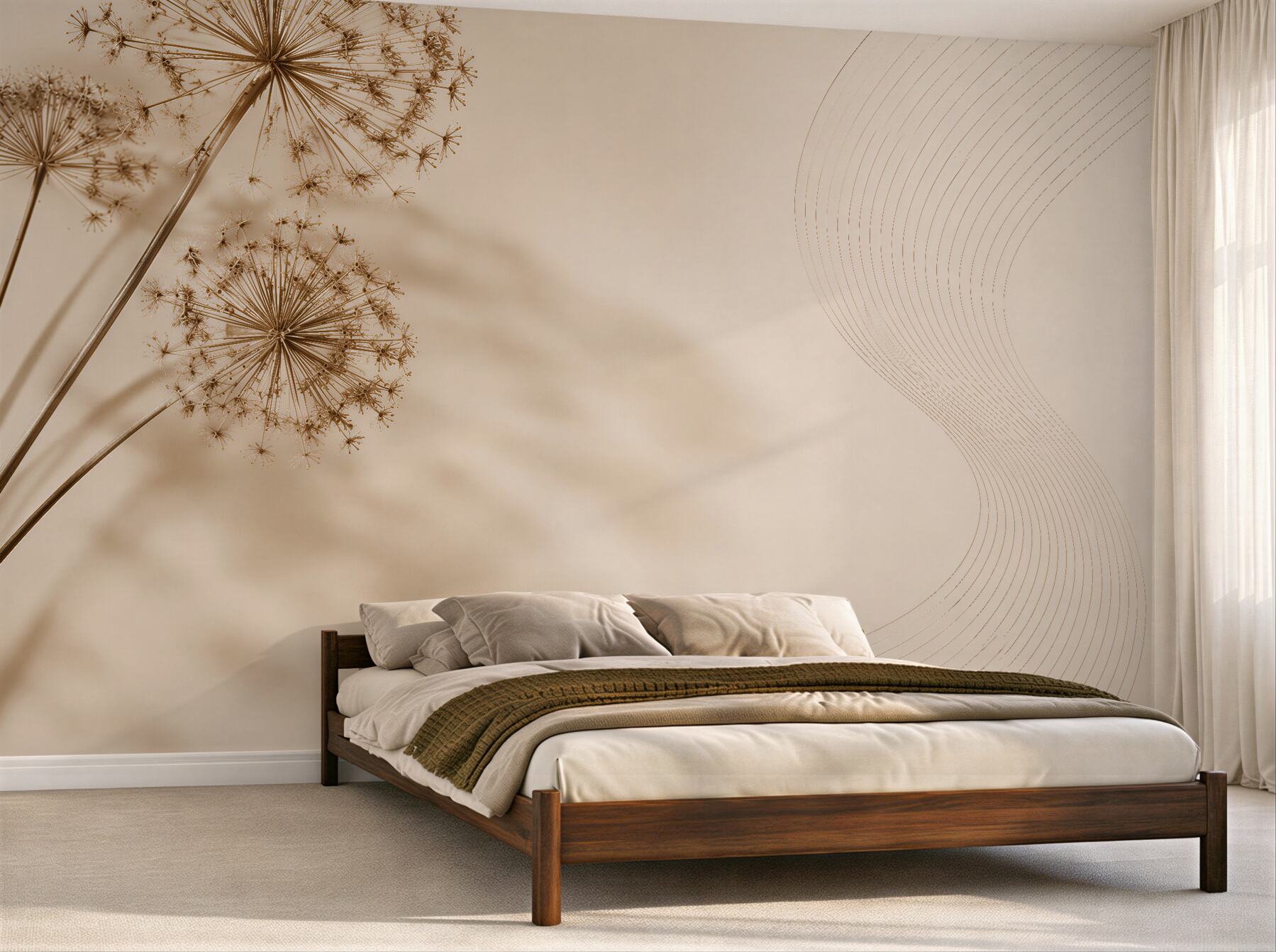 Fototapeten Beige Pusteblumen mit Welle